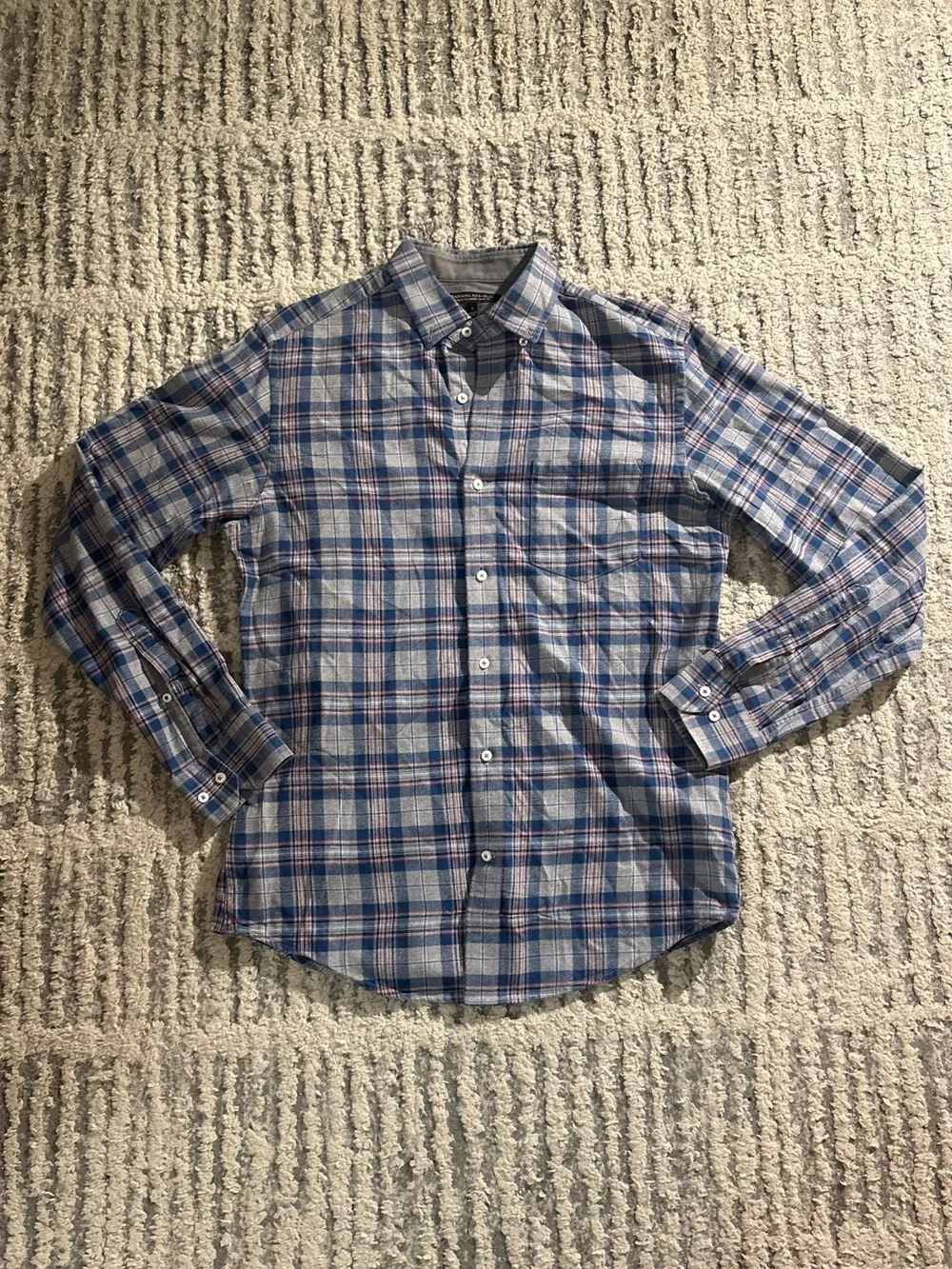 Banana republic blue gray luxe flannel slim fit button down shirt size S